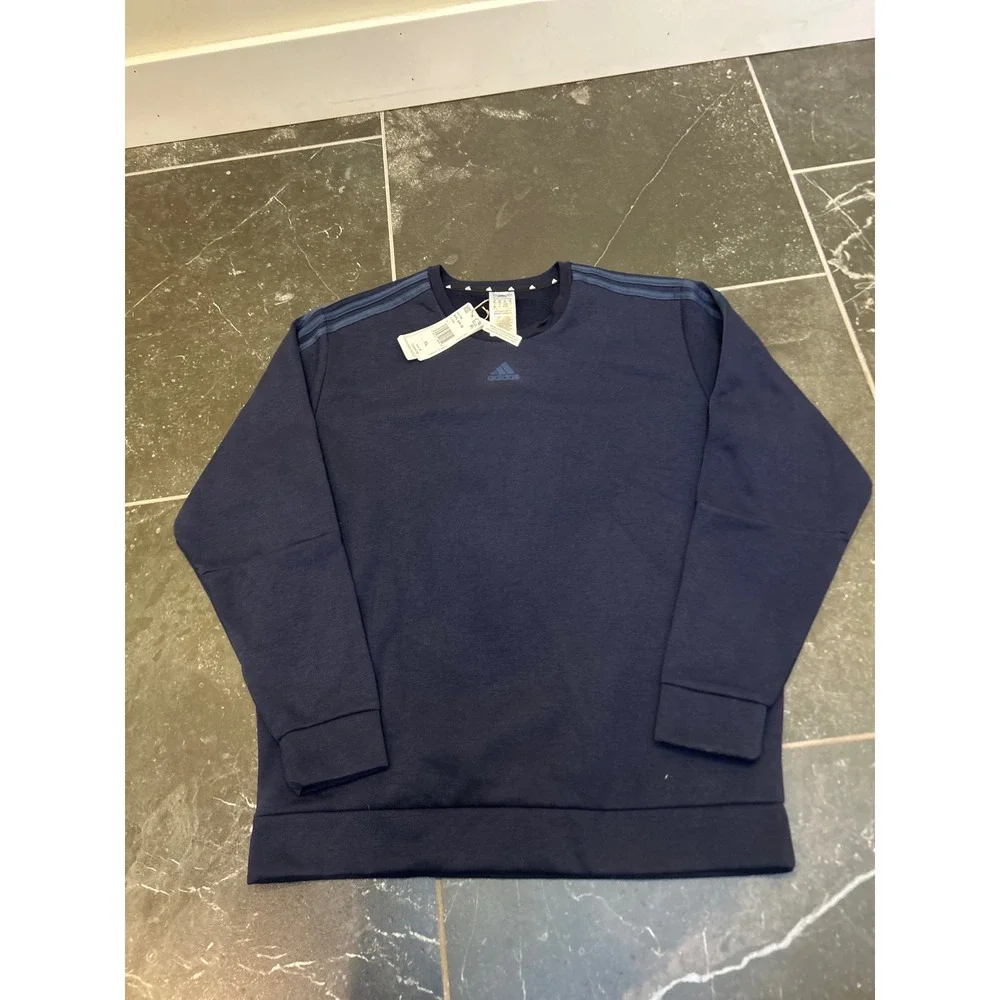 Adidas Sportswear Navy Blue Three Stripe Crewneck Sweatshirt XL NWT